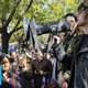 Meredith Whittaker, a research scientist at New York University who leads Google’s Open Research Group, addresses hundreds of Google employees during a protest rally on Thursday, Nov. 1, 2018, in New York.